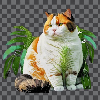 Tropicalpunk fat cat - PNG transparent
