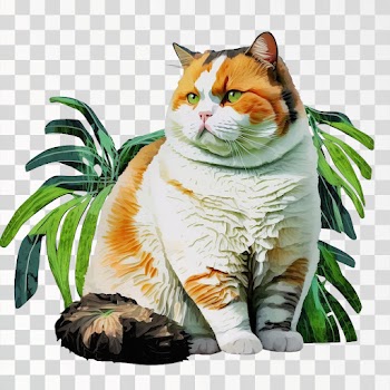 Tropicalpunk fat cat - PNG transparent