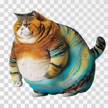 Tropicalpunk fat cat - PNG transparent