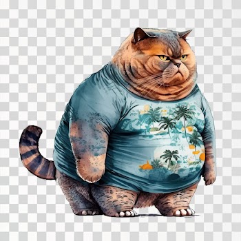 Tropicalpunk fat cat - PNG transparent