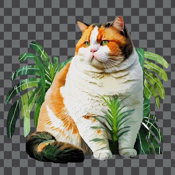Tropicalpunk fat cat - PNG transparent
