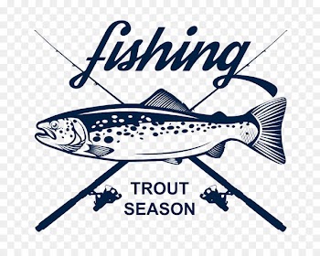 Trout Stock illustration Clip art - Long fish with fishing rod 