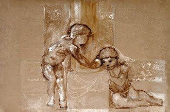 Troy Triptych - Study of Two Putti… | Free public domain illustration