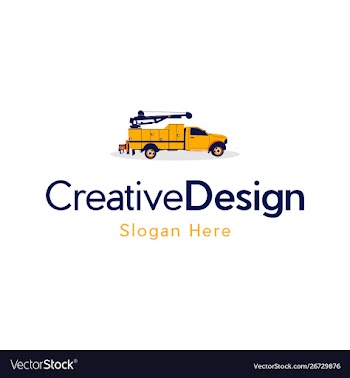 Truck crane industrial construction creative logo vector image