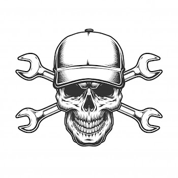 Truck driver skull in baseball cap Free Vector