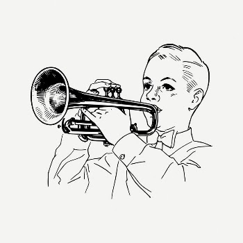 Trumpet player collage element, musical | Free PSD Illustration - rawpixel