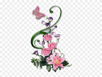 Tubes Fleurs - Rose Flowers Butterflies