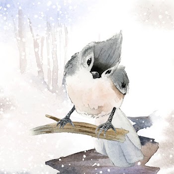 Tufted titmouse bird in wintertime watercolor.. | Free stock vector - 489556
