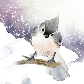Tufted titmouse bird in wintertime watercolor.. | Free stock vector - 489604