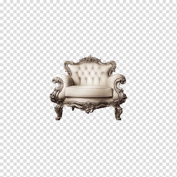 Tufted white leather wing armchair , Eames Lounge Chair Upholstery Wing chair Couch, White sofa transparent background PNG clipart