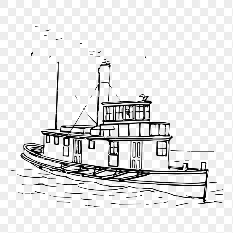 Tugboat png sticker black and | Free PNG - rawpixel