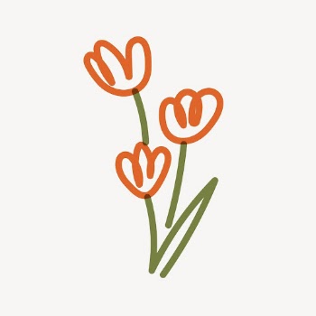Tulip flower doodle clipart, orange | Free Vector Illustration - rawpixel