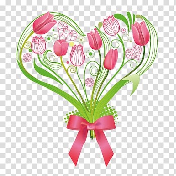 Tulip Flower Heart Illustration, Heart album transparent background PNG clipart