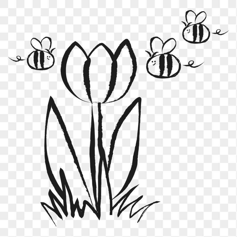 Tulip flower png sticker, bee | Free PNG Illustration - rawpixel