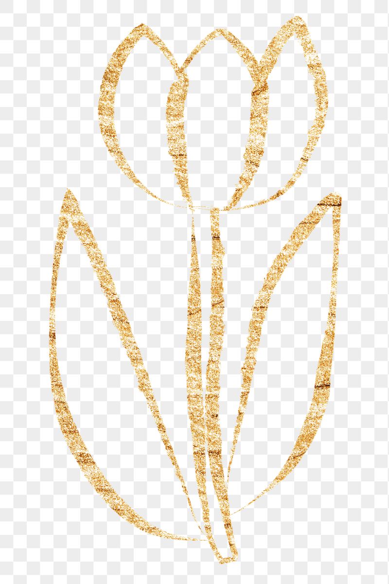 Tulip flower png sticker, gold | Free PNG Illustration - rawpixel