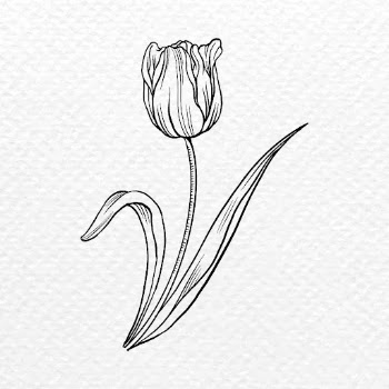 Tulip flower sticker, black vintage | Free PSD Illustration - rawpixel