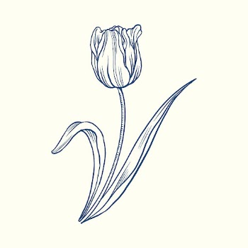 Tulip flower sticker, blue vintage | Free PSD Illustration - rawpixel