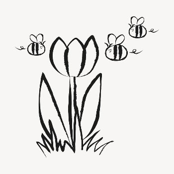Tulip flower sticker, doodle in black | Free Vector Illustration - rawpixel