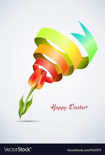 Tulip with colorful ribbon vector image