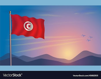 tunisia flag in the morning sun