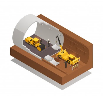 Tunnel construction composition Free Vector