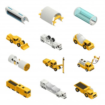 Tunnel construction isometric elements Free Vector