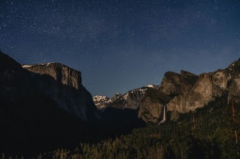 Tunnel View under the night sky.