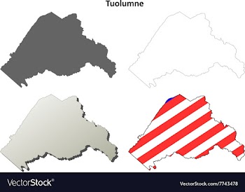 Tuolumne County California outline map set vector image