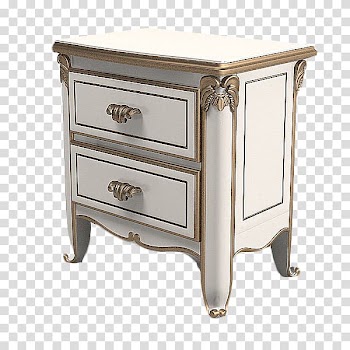 TurboSquid Bed 3D computer graphics, White gilt bedside table transparent background PNG clipart