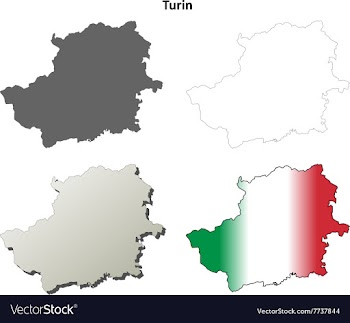 Turin blank detailed outline map set vector image