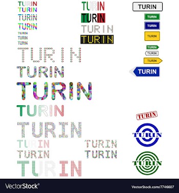 Turin text design set vector image