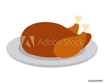 turkey food dish on white background
