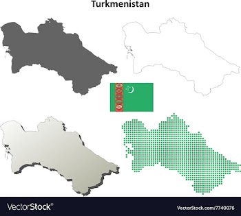 Turkmenistan blank detailed outline map set vector image