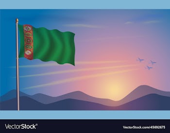 turkmenistan flag in the morning sun