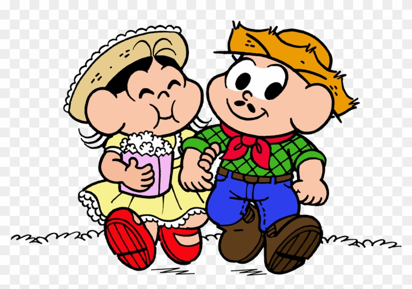 Turma Da Monica Magali E Cebolinha Caipira - Traje De Festa Junina Desenho