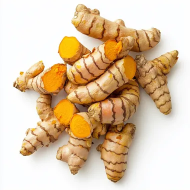 Turmeric Roots with Orange Peels on White Background in Bright Light Turmeric Roots with Orange Peels on White Background in Bright Light