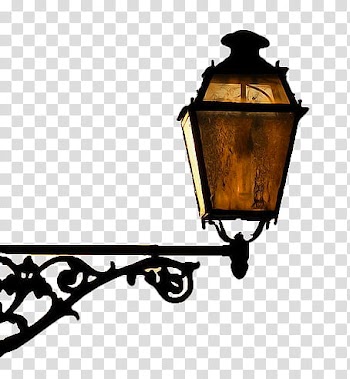 , turned-off black metal framed amber glass lamp post illustration transparent background PNG clipart