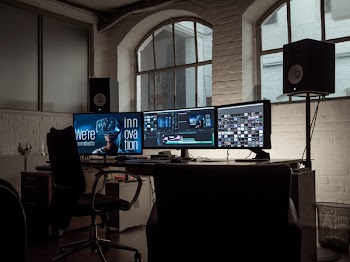 Turned on Computer Monitor on Table