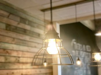 Turned-on Gray Metal Framed Pendant Lamp