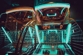 turned on green and brown LED lights
