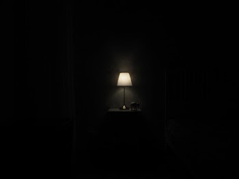 Turned-on Grey Table Lamp