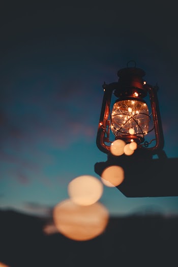 Turned on Lantern Lamp at Night