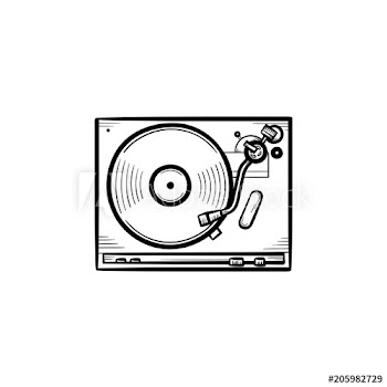 Turntable sound mixer hand drawn outline doodle icon