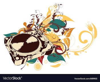 Turntable with floral vector image