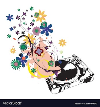 Turntable with floral vector image