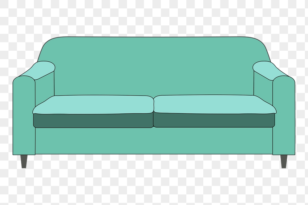 Turquoise couch png sticker, furniture | Free PNG - rawpixel