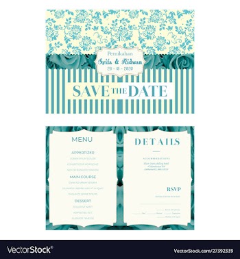 Turquoise flower wedding invitation template vector image
