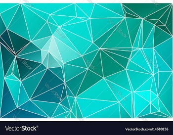 Turquoise green geometric background with mesh vector image