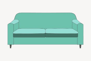 Turquoise loveseat sofa, furniture illustration. | Free Photo - rawpixel