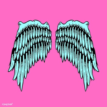 Turquoise wings sticker overlay vector | Free  vector - 2357517